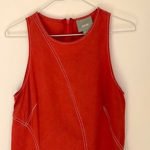 Maeve Anthropologie asymmetric hem orange dress